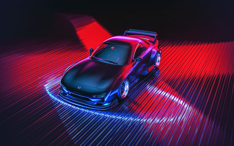 Mazda Rx7 Retro Digital Art, mazda-rx7, mazda, artist, artwork, digital-art, retro, artstation, HD wallpaper