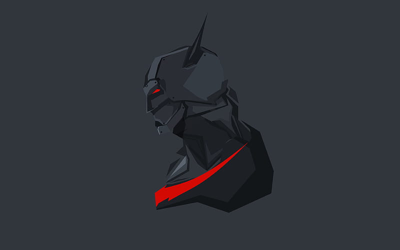 Batman Batman Beyond, superheroes, minimal, Bat-man, gray background, HD wallpaper