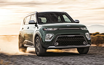 2020, Kia Soul, front view, exterior, new green Soul, korean cars, Kia, HD wallpaper