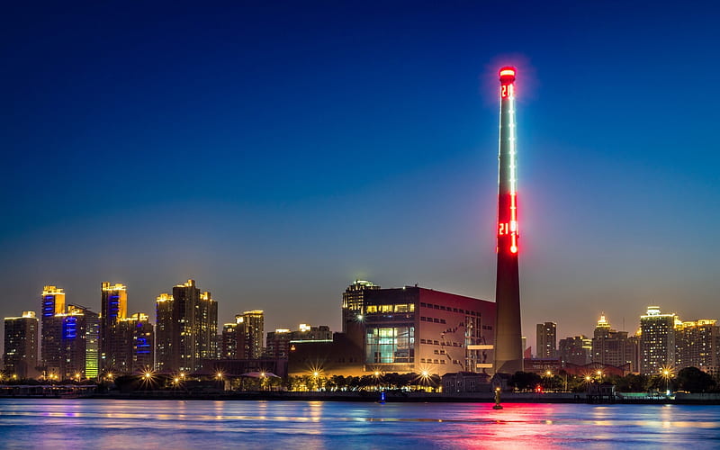 Shanghai, Huangpu River, tower, nightscapes, China, Asia, HD wallpaper