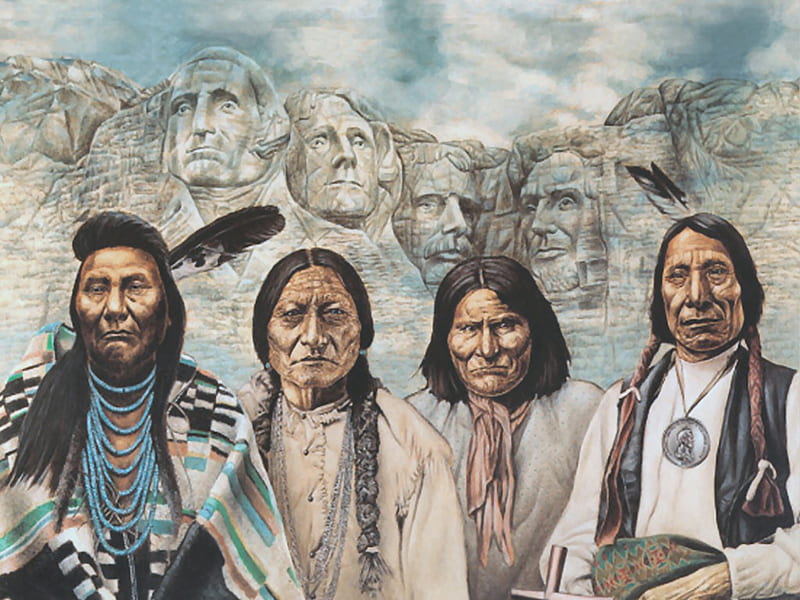 Native American Founding Fathers F+Cmp, red, native american, american, painting, red cloud, chief joseph, bull, art, cloud, david behrens, sitting bull, geronimo, joseph, sitting, behrens, native, chief, HD wallpaper
