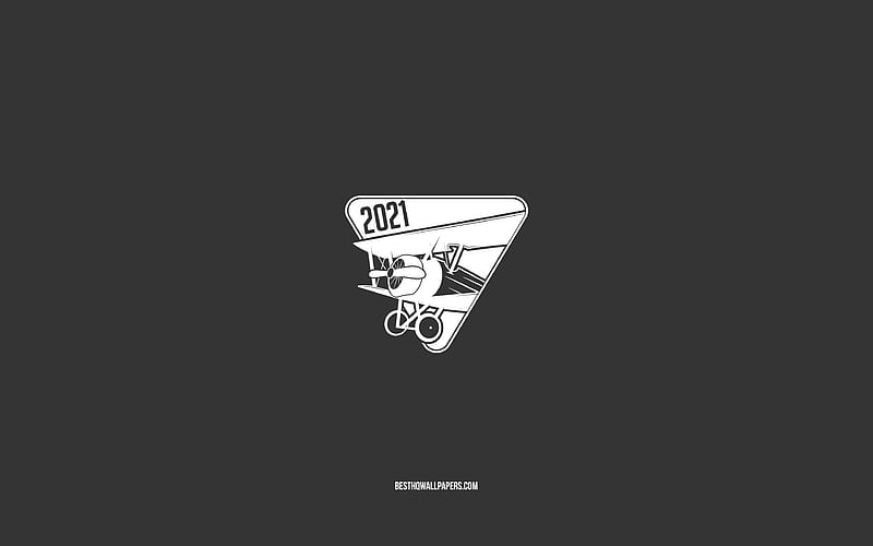 We fly in 2021, 2021 New Year, gray background, 2021 minimalism art, 2021 concepts, Happy New Year 2021, 2021 airplane background, HD wallpaper