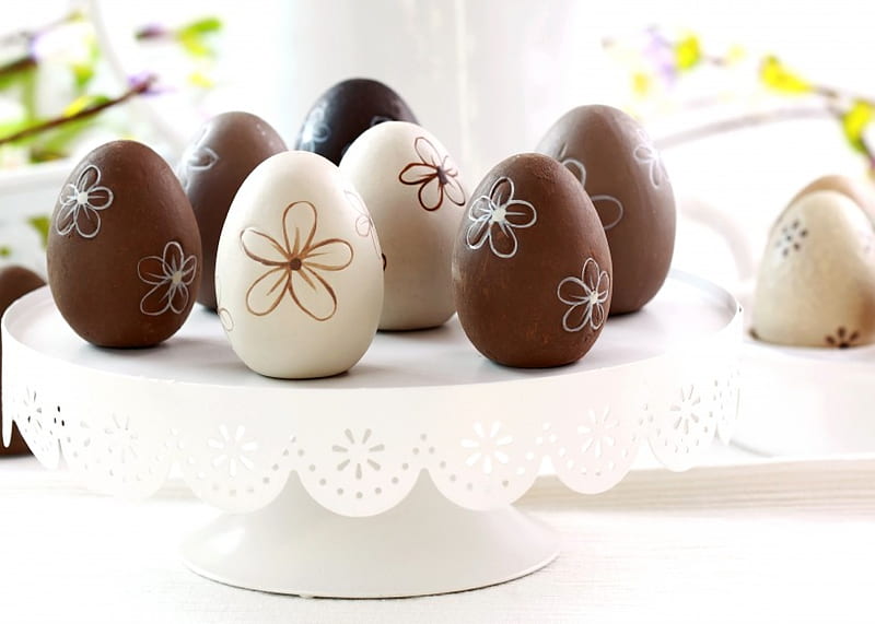 Easter Eggs, eggs, easter, chocolate, sweet, HD wallpaper