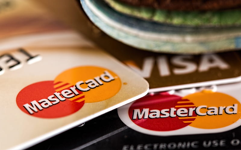 Mastercard finance, credit cards, close-up, HD wallpaper