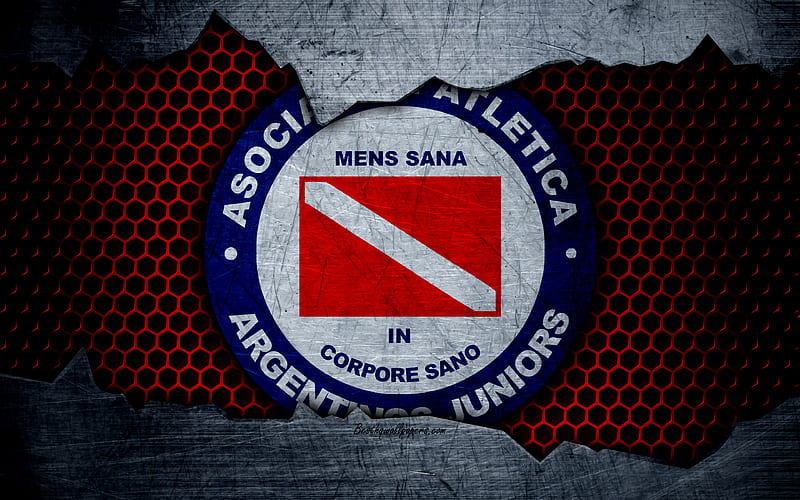 Argentinos Juniors Superliga, logo, grunge, Argentina, soccer, football club, metal texture, art, Argentinos Juniors FC, HD wallpaper