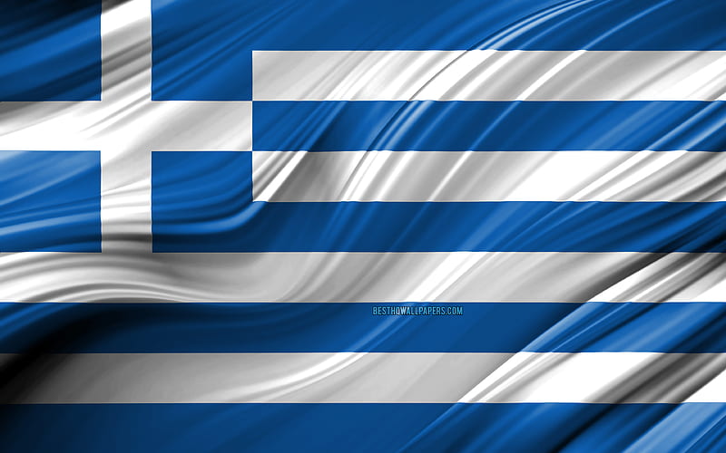 Greek flag, European countries, 3D waves, Flag of Greece, national symbols, Greece 3D flag, art, Europe, Greece, HD wallpaper
