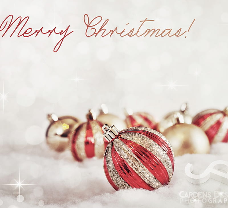 Everyone, red, stripes, gold, merry christmas, balls, snow, snowflakes, love,  HD wallpaper | Peakpx