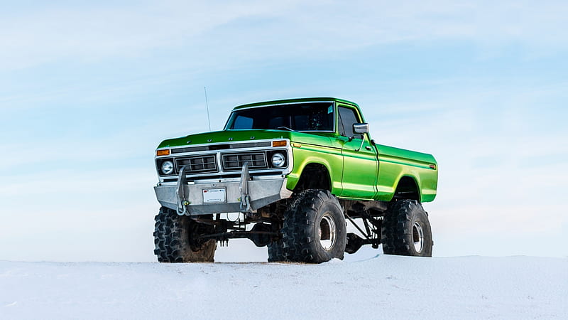 ford f100, truck, snow, pick up, ford, HD wallpaper