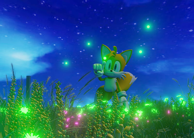 Tails The Fox, blender 3d, miles tails prower, night, sonic, sonic and tails, sonic fan art, sonic mania, sonic the hedgehog, tails miles prower, HD wallpaper