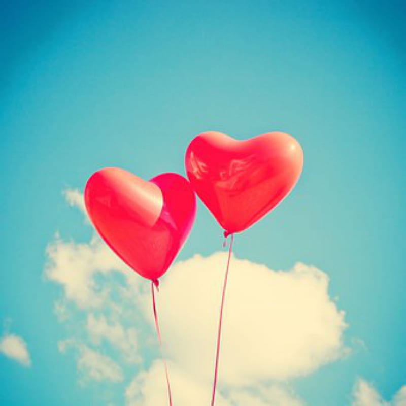 Do you love me, balloons, corazones, valentines day, love, red, clouds, sunny, romance, couple, sky, HD phone wallpaper