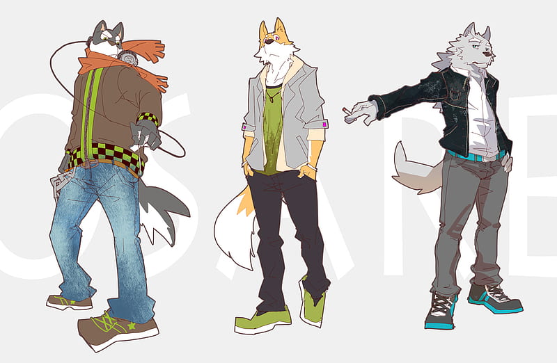 osare, furry, fox, gray, orange, black, wolf, HD wallpaper