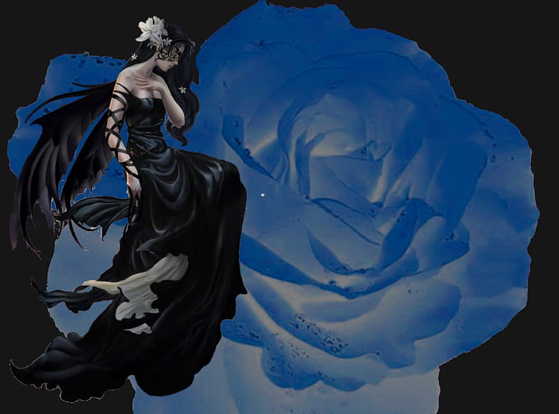Goth Rose Fairy, goth, fantasy, rose, fairy, HD wallpaper