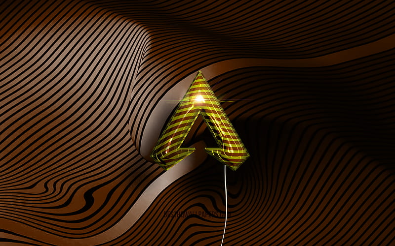 Apex Legends 3D logo golden realistic balloons, Apex Legends logo, brown wavy backgrounds, Apex Legends, HD wallpaper