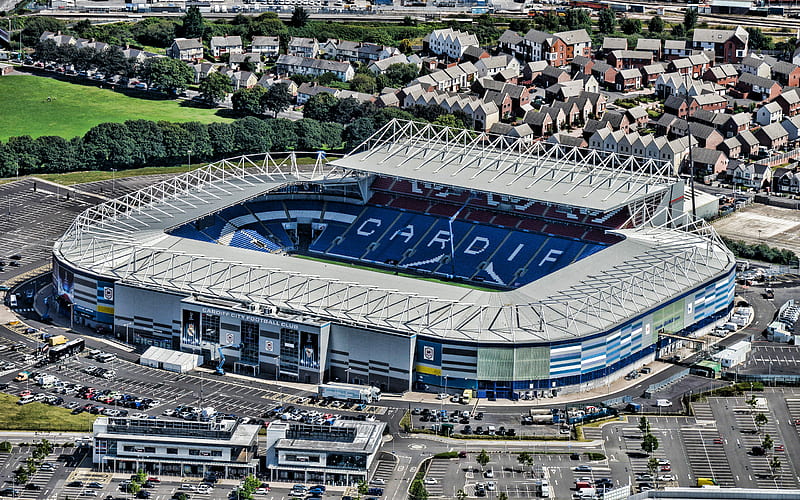 Cardiff City FC, Wales football team, blue background, AFC