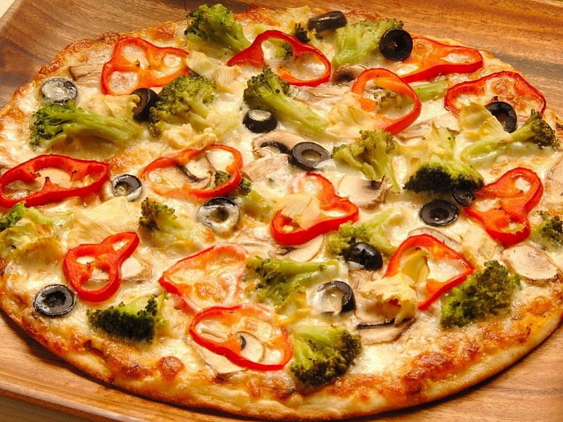 Vegetables Pizza, delicious, food, italian food, pizza, vegetables, HD wallpaper