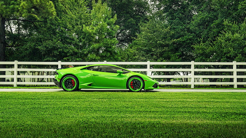 Green Lamborghini Huracan, lamborghini, lamborghini-huracan, carros, green, HD wallpaper