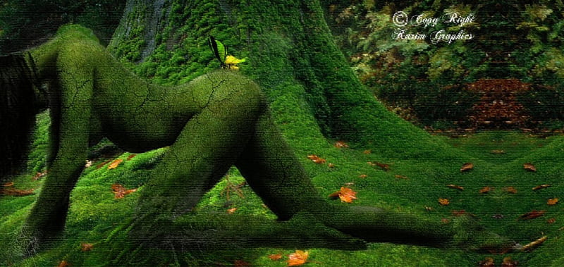Green-Woman-Tree, karim, susu, susan, mirak, HD wallpaper
