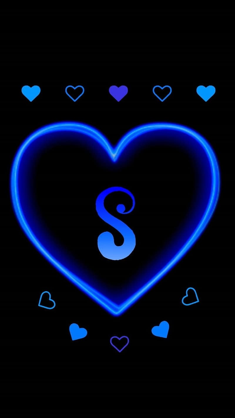 S Letter Ka, S Letter Blue Hearts, HD phone wallpaper