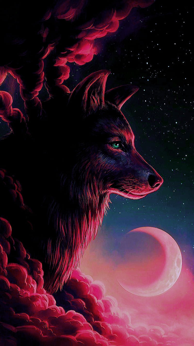 Lobo rojo, nube, rojo, lobo, Fondo de pantalla de teléfono HD | Peakpx