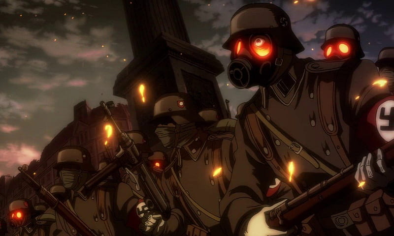 Well, its some soldiers... obviously, zombies, nazis, gasmask, heil doraemon, run fo yo lives, HD wallpaper