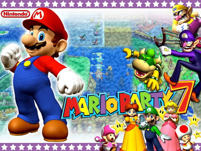 Mario Party 7, Luigi, Koopa Kid, Wario, Waluigi, Star, Peach, Mario, Daisy, Toadette, Toad, HD wallpaper