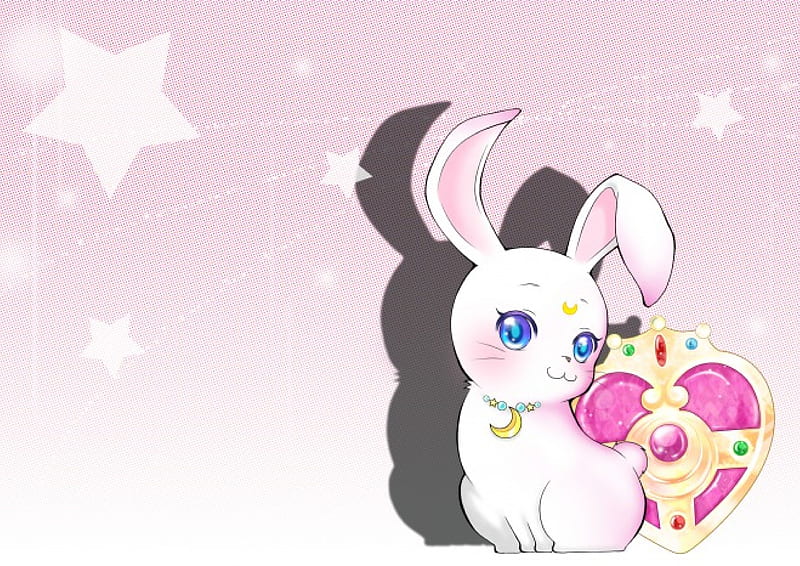 Tsukino Usagi, stars, sailor moon, bunny, brooch, pink, HD wallpaper