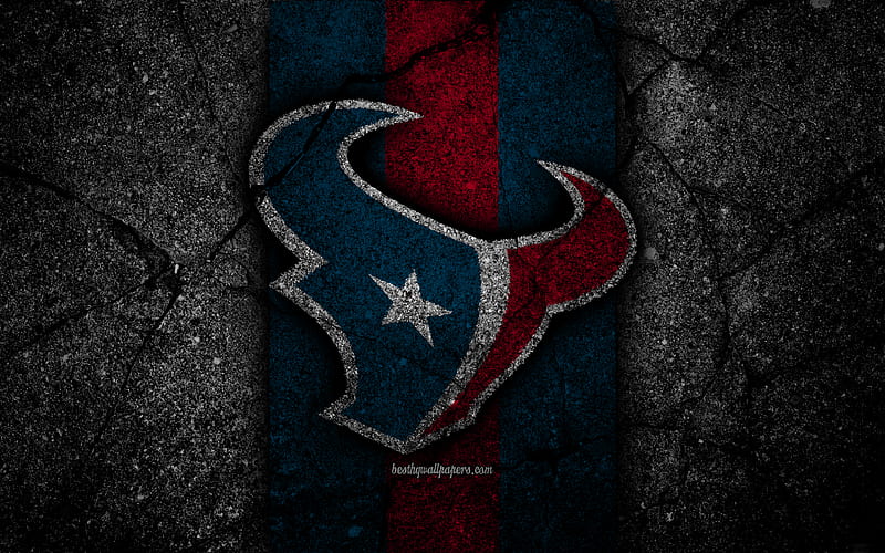 Houston Texans, logo, black stone, NFL, american football, USA, asphalt texture, National Football League, American Conference, HD wallpaper