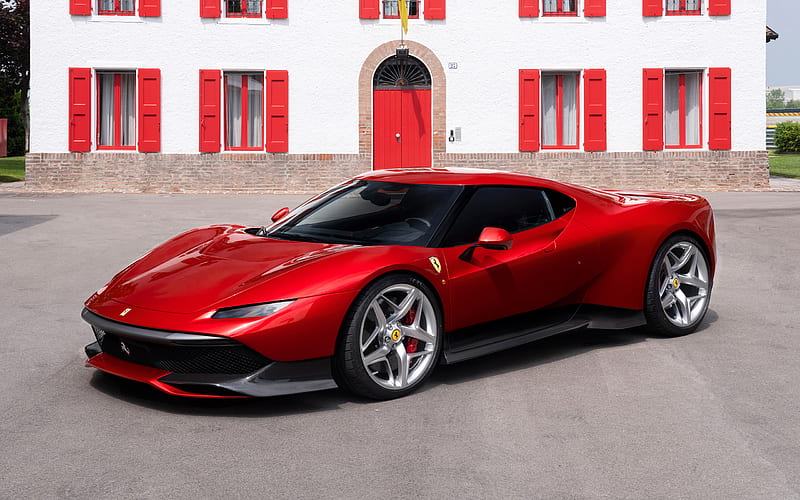 Ferrari SP38, 2018, exterior, red supercar, newest Ferrari, Italian sports cars, Ferrari, HD wallpaper
