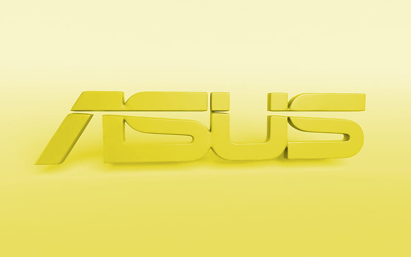 Asus yellow logo, creative, yellow blurred background, minimal, Asus logo, artwork, Asus, HD wallpaper