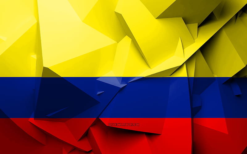 Flag of Colombia, geometric art, South American countries, Colombian flag, creative, Colombia, South America, Colombia 3D flag, national symbols, HD wallpaper