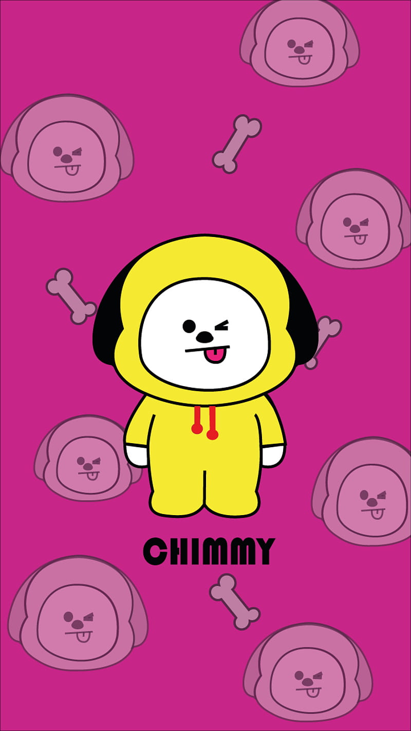 chimmy bt21 PINK, bts, cute , art, jimin, HD phone wallpaper
