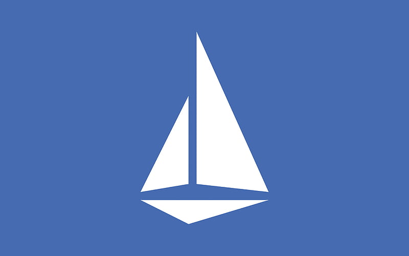 white sailboat, minimal, yacht, white sails, blue backgrounds, sailboat, HD wallpaper