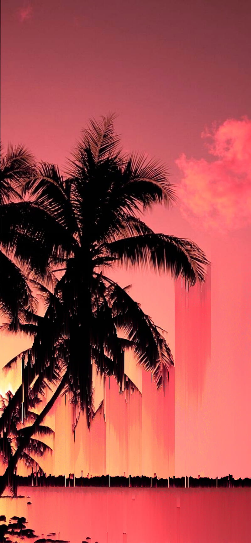 Outrun Beach, beach, miami, outrun, pink, sunset, tropical, vaporwave, HD phone wallpaper