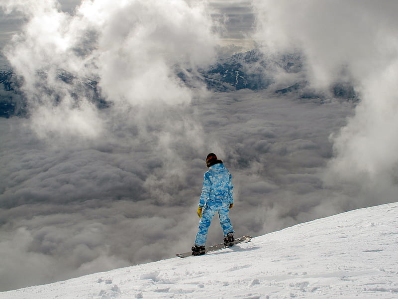 man on snowboard on snowfield, HD wallpaper