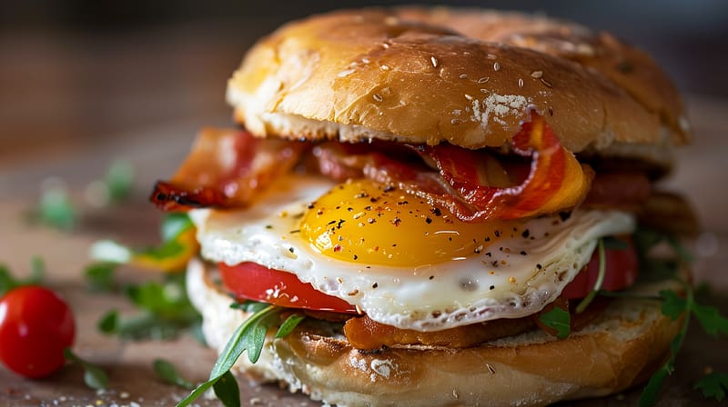 Fried Egg Sandwich, food, fried, egg, sandwich, still life, HD wallpaper