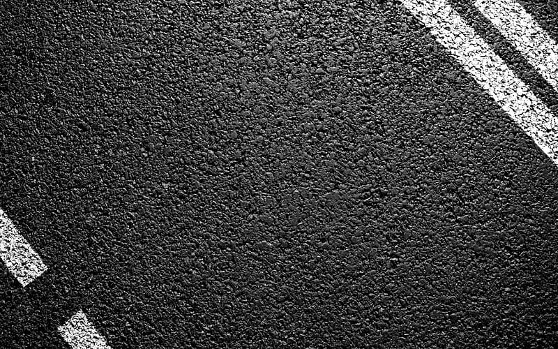 Asphalt texture, asphalt, stripes, marks, black, white, road, abstract, HD wallpaper