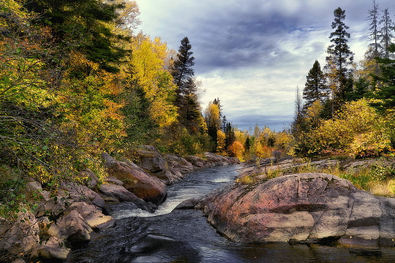 Earth, River, Canada, Fall, Quebec, Rock, HD wallpaper