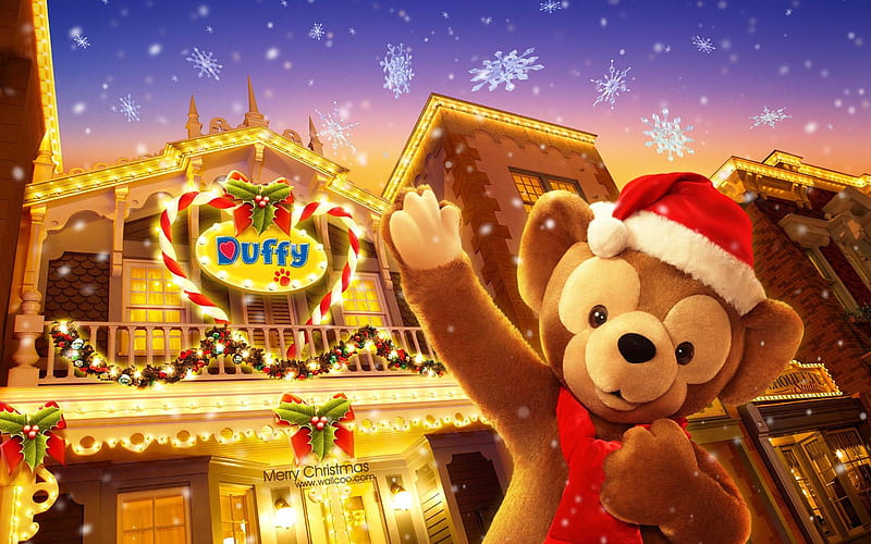 Disney Winnie Duffy Christmas, HD wallpaper