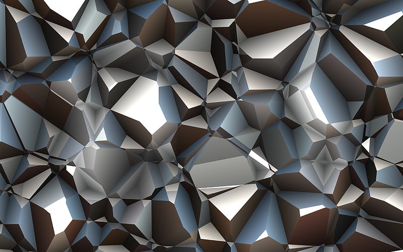 3d gray texture, 3d geometric background, triangles 3d texture, creative 3d background, HD wallpaper