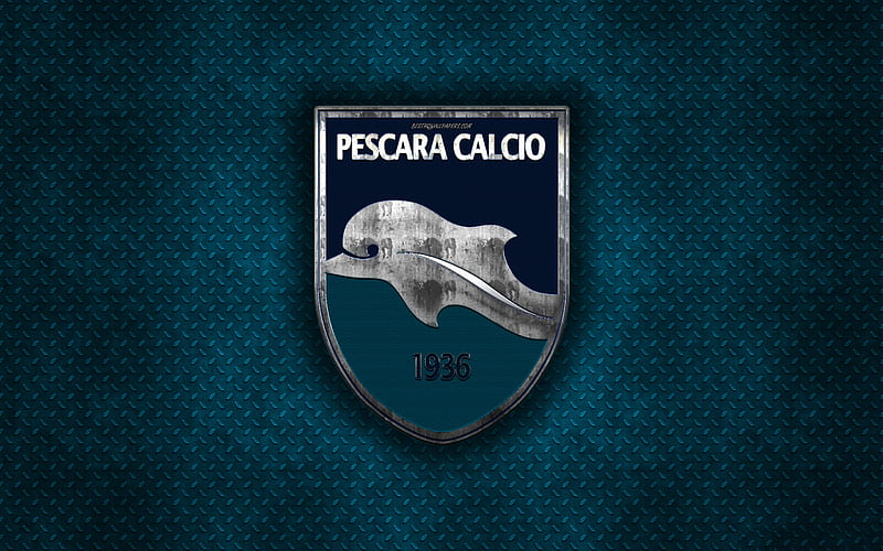Delfino Pescara 1936, Italian football club, blue metal texture, metal logo, emblem, Pescara, Italy, Serie B, creative art, football, Pescara Calcio, HD wallpaper