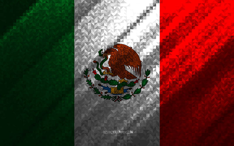 Flag of Mexico, multicolored abstraction, Mexico mosaic flag, Mexico, mosaic art, Mexico flag, HD wallpaper