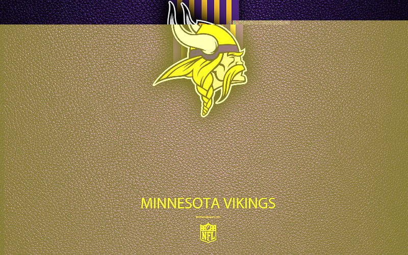 Minnesota Vikings american football, logo, leather texture, Minneapolis, Minnesota, USA, emblem, NFL, National Football League, Northern Division, HD wallpaper