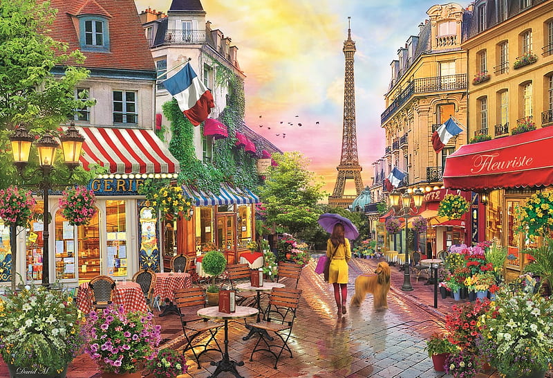 Paris, street, eiffel tower, art, painting, pictura, HD wallpaper | Peakpx