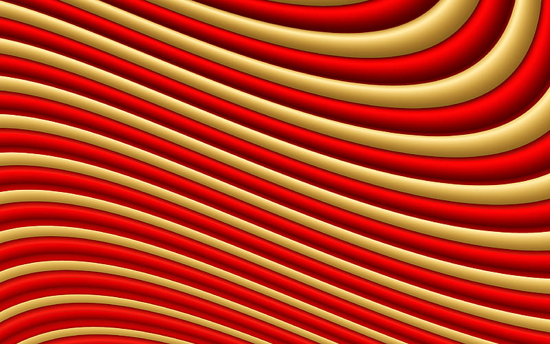 red and yellow waves creative, 3D waves, abstract art, colorful waves, abstract waves, colorful wavy background, HD wallpaper