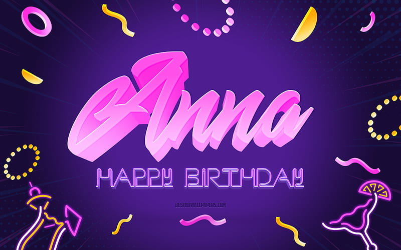 Happy Birtay Anna Purple Party Background, Anna, creative art, Happy Anna birtay, Anna name, Anna Birtay, Birtay Party Background, HD wallpaper