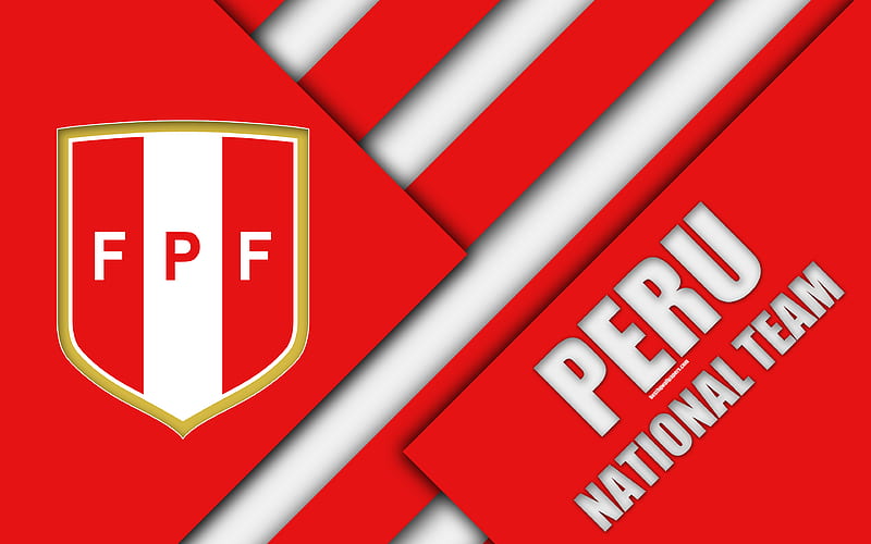Peru national football team emblem, material design, red white abstraction, logo, football, Peru, coat of arms, HD wallpaper