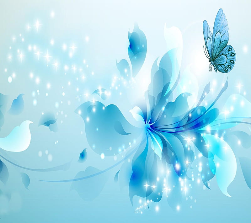 Aqua butterfly, cool, floral, shiny, HD wallpaper | Peakpx