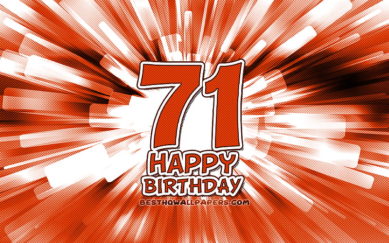 Happy 71st birtay orange abstract rays, Birtay Party, creative, Happy 71 Years Birtay, 71st Birtay Party, 71st Happy Birtay, cartoon art, Birtay concept, 71st Birtay, HD wallpaper