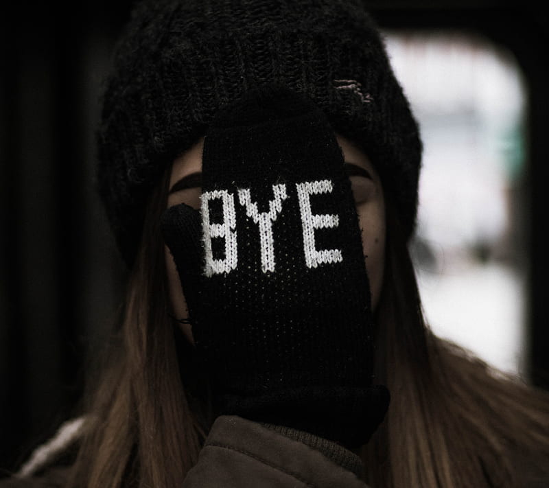 BYE, face, inscription, mitt, HD wallpaper