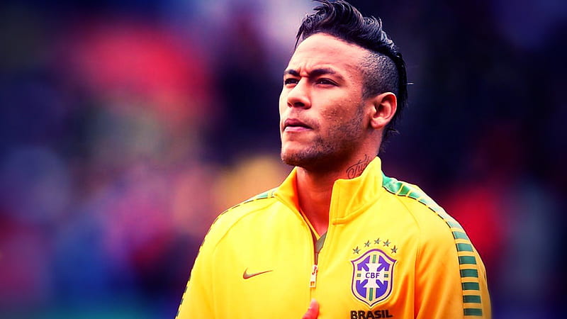 Neymar In Blur Blue Background Wearing Yellow Sports Dress Neymar, HD wallpaper